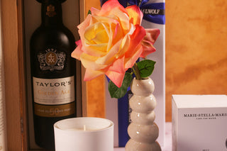 Taylor's Port wine bottle with a rose and candle Gift